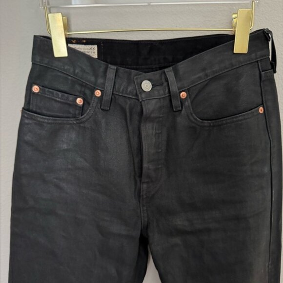Levi’s 501 Wax Coated Straight Leg 💯% cotton Posh Party Black Women’s size 27 - Picture 4 of 15